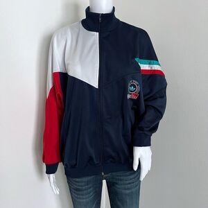 Vintage 90s Adidas Women's Red White Blue Jacket Size M Masters of Sports